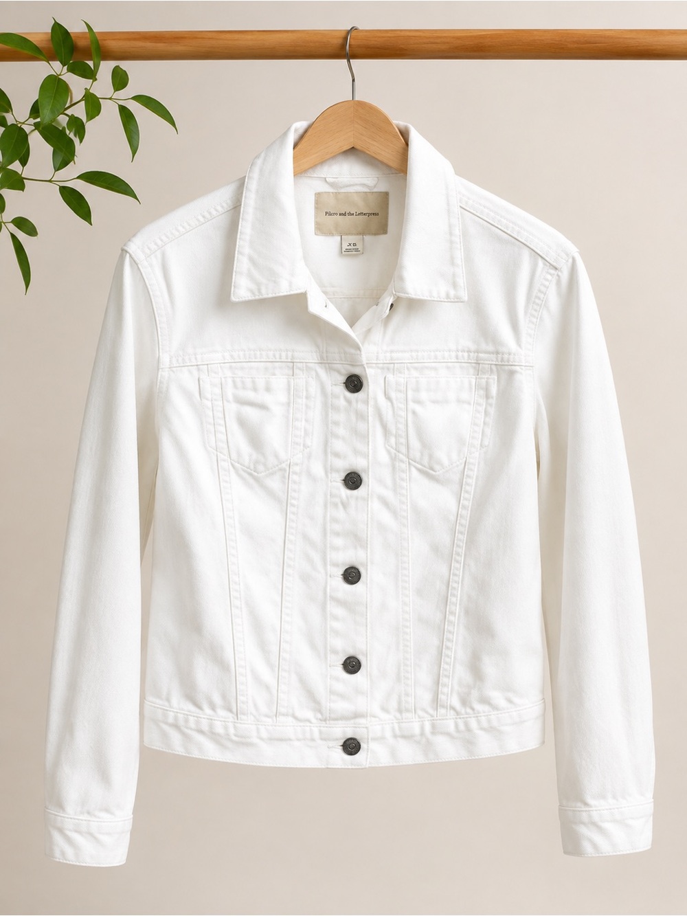 Pilcro and the Letterpress White Denim Jacket